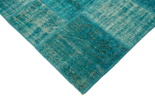 Kirk Yama Turquoise Patchwork Cotton Wool Handmade Area Rug 5'8'' x 7'10''