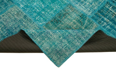 Kirk Yama Turquoise Patchwork Cotton Wool Handmade Area Rug 5'8'' x 7'10''