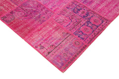 Kirk Yama Pink Patchwork Cotton Wool Handmade Area Rug 5'9'' x 7'11''