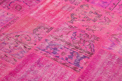 Kirk Yama Pink Patchwork Cotton Wool Handmade Area Rug 5'9'' x 7'11''