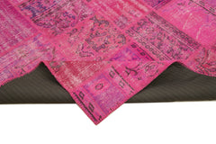 Kirk Yama Pink Patchwork Cotton Wool Handmade Area Rug 5'9'' x 7'11''