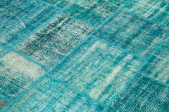 Kirk Yama Turquoise Patchwork Cotton Wool Handmade Area Rug 5'9'' x 7'10''