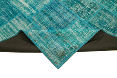 Kirk Yama Turquoise Patchwork Cotton Wool Handmade Area Rug 5'9'' x 7'10''
