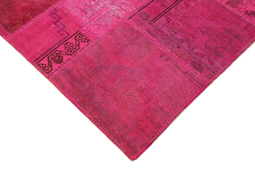 Kirk Yama Pink Patchwork Cotton Wool Handmade Area Rug 5'8'' x 8'2''