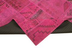 Kirk Yama Pink Patchwork Cotton Wool Handmade Area Rug 5'8'' x 8'2''
