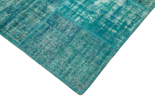 Kirk Yama Turquoise Patchwork Cotton Wool Handmade Area Rug 5'8'' x 7'10''