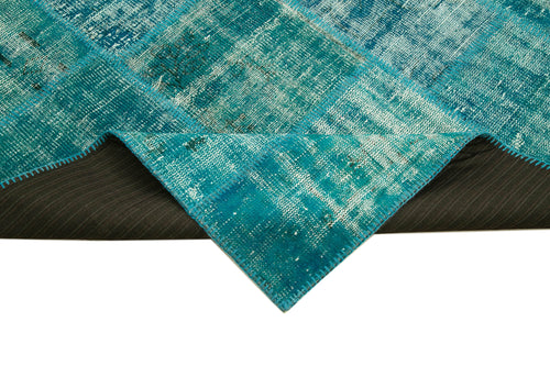 Kirk Yama Turquoise Patchwork Cotton Wool Handmade Area Rug 5'8'' x 7'10''