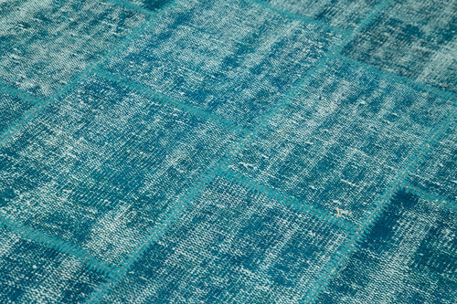 Kirk Yama Turquoise Patchwork Cotton Wool Handmade Area Rug 5'9'' x 8'1''