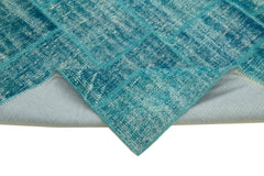 Kirk Yama Turquoise Patchwork Cotton Wool Handmade Area Rug 5'9'' x 8'1''