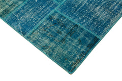 Kirk Yama Turquoise Patchwork Cotton Wool Handmade Area Rug 5'9'' x 8'0''