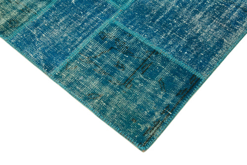 Kirk Yama Turquoise Patchwork Cotton Wool Handmade Area Rug 5'9'' x 8'0''