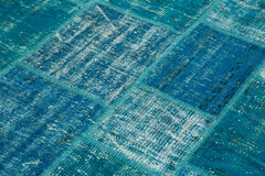 Kirk Yama Turquoise Patchwork Cotton Wool Handmade Area Rug 5'9'' x 8'0''