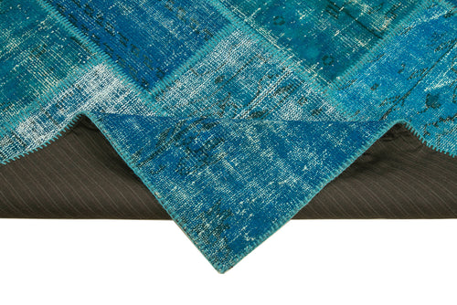 Kirk Yama Turquoise Patchwork Cotton Wool Handmade Area Rug 5'9'' x 8'0''