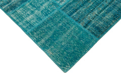 Kirk Yama Turquoise Patchwork Cotton Wool Handmade Area Rug 5'9'' x 8'0''