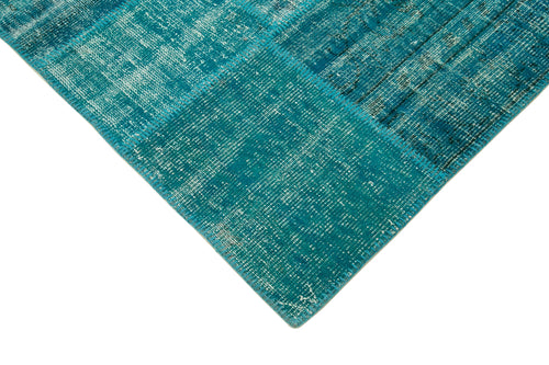 Kirk Yama Turquoise Patchwork Cotton Wool Handmade Area Rug 5'9'' x 8'0''