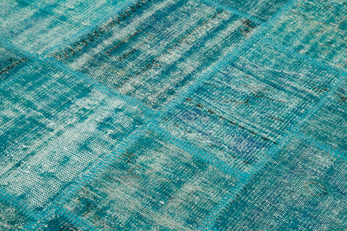 Kirk Yama Turquoise Patchwork Cotton Wool Handmade Area Rug 5'9'' x 8'0''