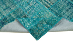 Kirk Yama Turquoise Patchwork Cotton Wool Handmade Area Rug 5'9'' x 8'0''
