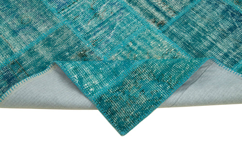 Kirk Yama Turquoise Patchwork Cotton Wool Handmade Area Rug 5'9'' x 8'0''