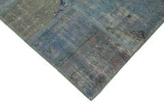Handmade Area Rug - Blue Patchwork Cotton Wool Durable Turkish Carpet 5'10''x8'1''