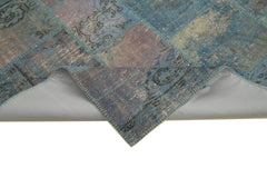 Handmade Area Rug - Blue Patchwork Cotton Wool Durable Turkish Carpet 5'10''x8'1''