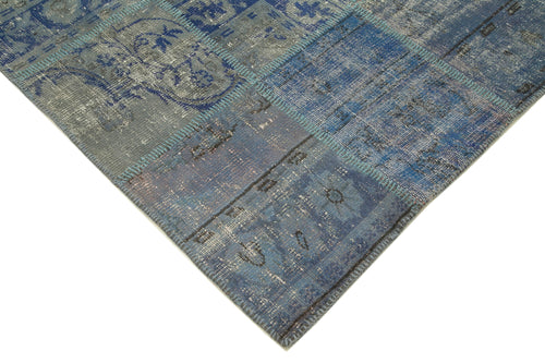 Kirk Yama Blue Patchwork Cotton Wool Handmade Area Rug 5'9'' x 8'1''