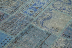 Kirk Yama Blue Patchwork Cotton Wool Handmade Area Rug 5'9'' x 8'1''