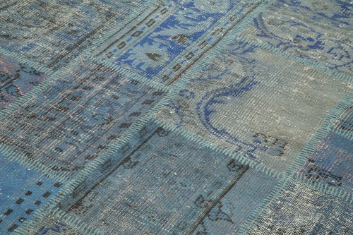 Kirk Yama Blue Patchwork Cotton Wool Handmade Area Rug 5'9'' x 8'1''