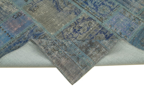 Kirk Yama Blue Patchwork Cotton Wool Handmade Area Rug 5'9'' x 8'1''