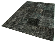 Kirk Yama Black Patchwork Cotton Wool Handmade Area Rug 5'7'' x 7'11''