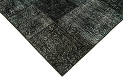 Kirk Yama Black Patchwork Cotton Wool Handmade Area Rug 5'7'' x 7'11''