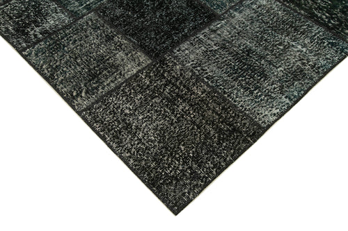 Kirk Yama Black Patchwork Cotton Wool Handmade Area Rug 5'7'' x 7'11''