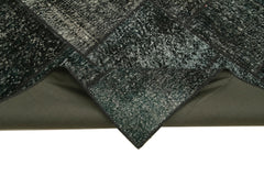 Kirk Yama Black Patchwork Cotton Wool Handmade Area Rug 5'7'' x 7'11''