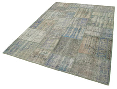 Kirk Yama Grey Patchwork Cotton Wool Handmade Area Rug 5'8'' x 8'1''