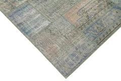 Kirk Yama Grey Patchwork Cotton Wool Handmade Area Rug 5'8'' x 8'1''
