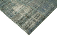 Kirk Yama Blue Patchwork Cotton Wool Handmade Area Rug 5'9'' x 7'11''