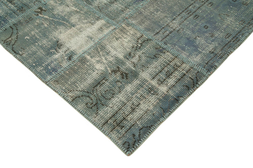 Kirk Yama Blue Patchwork Cotton Wool Handmade Area Rug 5'9'' x 7'11''