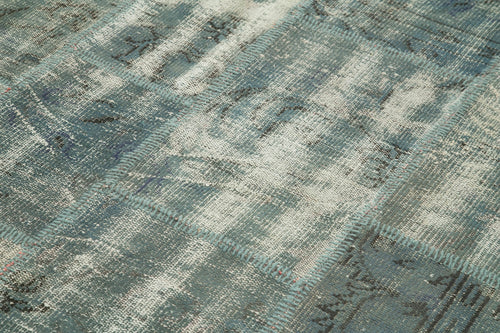 Kirk Yama Blue Patchwork Cotton Wool Handmade Area Rug 5'9'' x 7'11''