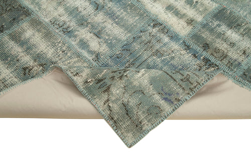 Kirk Yama Blue Patchwork Cotton Wool Handmade Area Rug 5'9'' x 7'11''