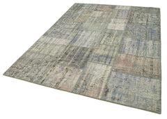 Kirk Yama Grey Patchwork Cotton Wool Handmade Area Rug 5'9'' x 8'0''
