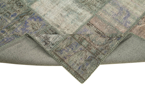 Kirk Yama Grey Patchwork Cotton Wool Handmade Area Rug 5'9'' x 8'0''