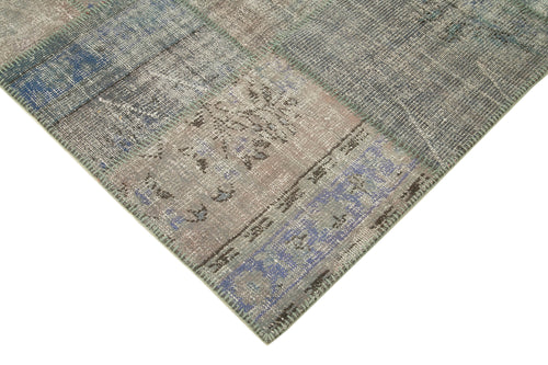 Kirk Yama Grey Patchwork Cotton Wool Handmade Area Rug 5'9'' x 8'1''