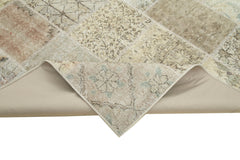 Handmade Area Rug - Beige Patchwork Cotton Wool Vintage Hand Woven Carpet 5'8'' x 7'10''