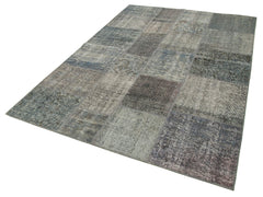Kirk Yama Grey Patchwork Cotton Wool Handmade Area Rug 5'7'' x 7'11''