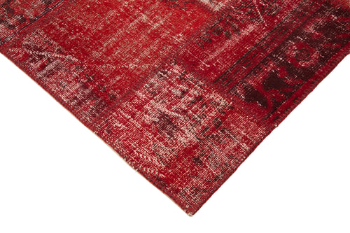 Handmade Area Rug – Red Patchwork Vintage Wool Cotton Carpet 5'7''x8'0''