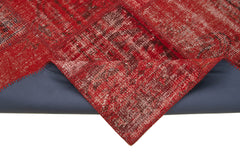 Handmade Area Rug – Red Patchwork Vintage Wool Cotton Carpet 5'7''x8'0''