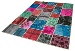 Kirk Yama Blue Patchwork Cotton Wool Handmade Area Rug 5'10'' x 8'0''