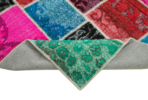 Kirk Yama Blue Patchwork Cotton Wool Handmade Area Rug 5'10'' x 8'0''