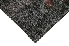Kirk Yama Black Patchwork Cotton Wool Handmade Area Rug 5'8'' x 8'0''
