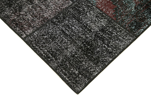 Kirk Yama Black Patchwork Cotton Wool Handmade Area Rug 5'8'' x 8'0''