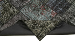 Kirk Yama Black Patchwork Cotton Wool Handmade Area Rug 5'8'' x 8'0''
